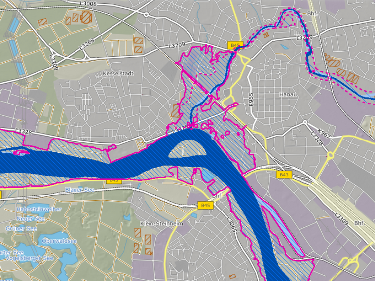 Überschwemmungsgebiete bei Hanau